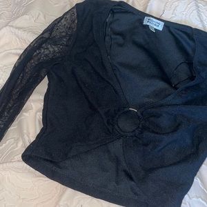 FESTIVAL TOP. Beginning boutique black mesh crop top size AU 8 US 4